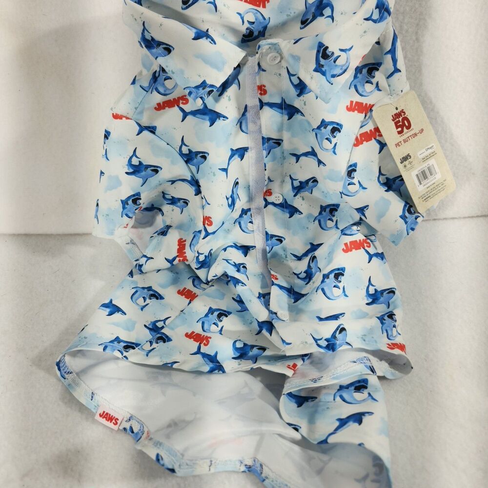 JAWS Pet Dog Toy LARGE Button Up Shirt JAWS 50th Anniversary NEW